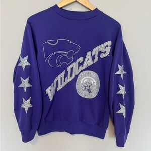Purple Wildcats Graphic Sweatshirt with Silver Stars